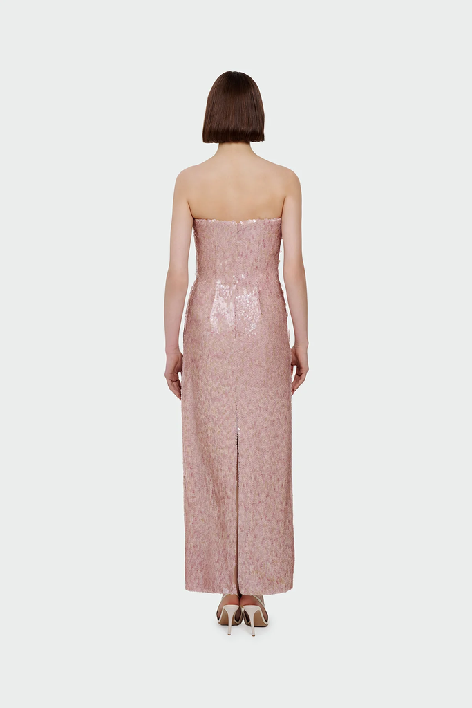 Blush Rose Sequin Strapless Dress