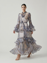 RUFFLED PATTERNED DRESS