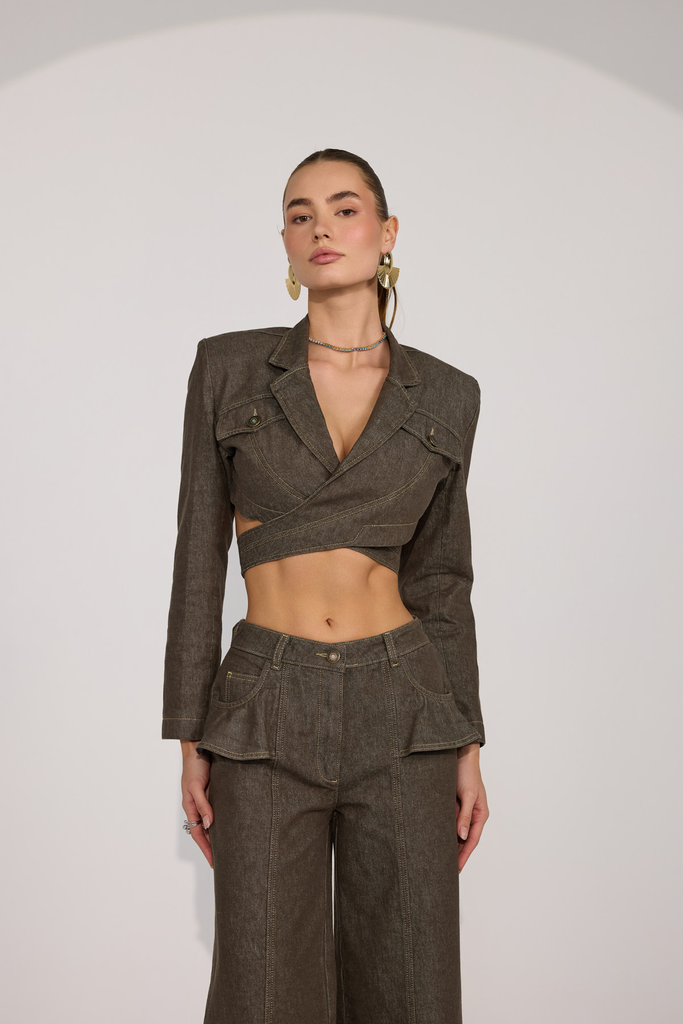 Wrap Denim Jacket