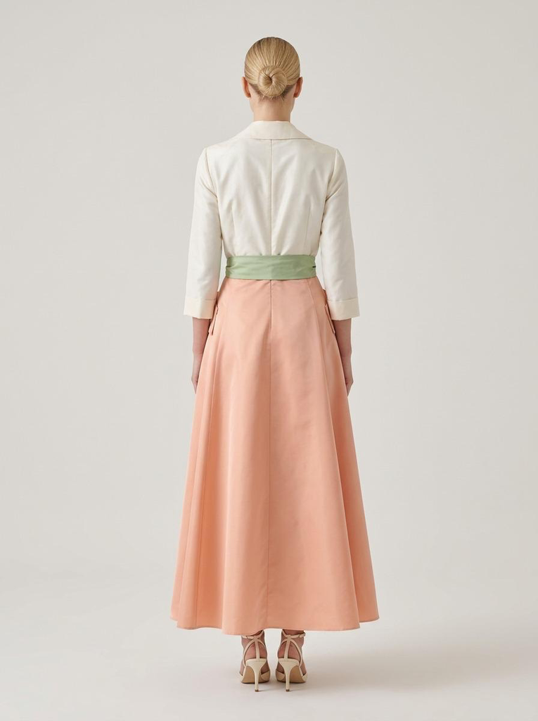 TWO COLORS WITH COLORFUL BELT DRESS