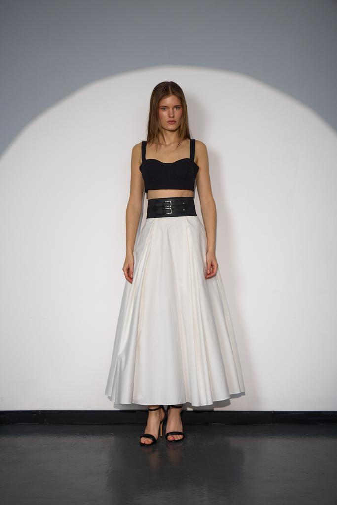 Elegant Maxi Skirt with Refined Corsage Decoration