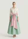 TWO COLORS WITH COLORFUL BELT DRESS