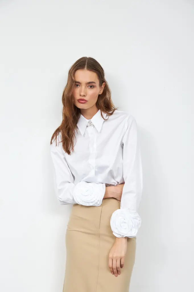 Floral Sleeve Shirt 100% Cotton, Long Sleeves