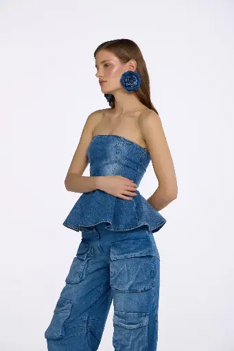 [25S1542] Denim Bras from Bloom Series with Sapphire