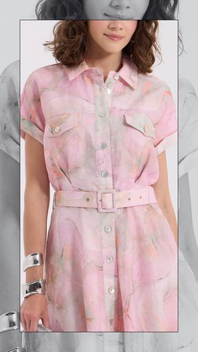 [25S1687] Elegant Dress with Belt Detail