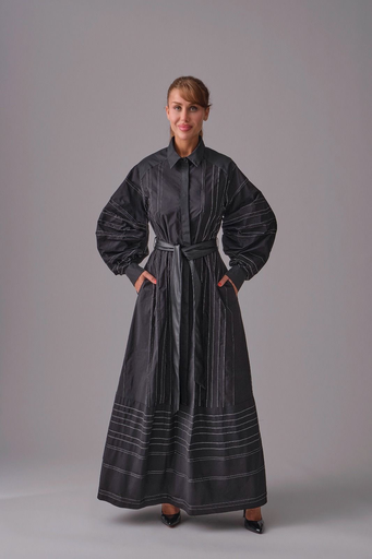 [2525025] Long Dress with Bardole Detail