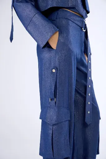 [25S1530] Ellie Shine Multi-Pocket Cargo Pants