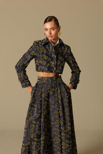 [26w2079] Blossom denim skirt