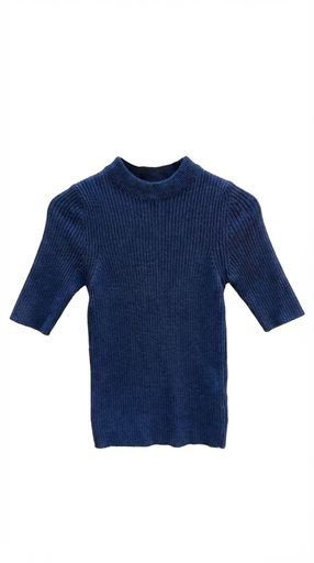 [24w1480] 24w1480 كنزة أساسية بياقة دائرية بأكمام قصيرة