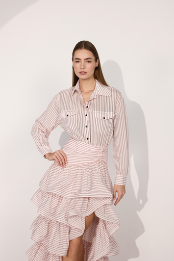 [26S40003] striped-ruffle-maxi-dress