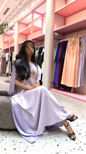 [3363] Lilac Embroidered Elegant Maxi Dress