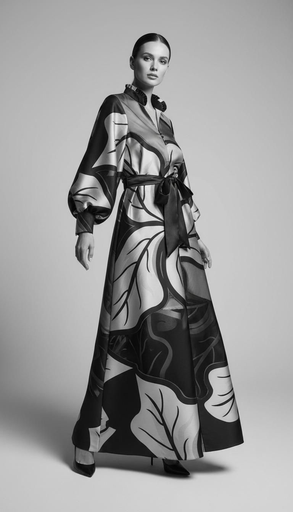 [2615018] DESENLİ KLOŞ ELBİSE