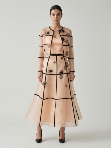 [2612063] FLOWER EMBROIDERY DETAIL skirt 